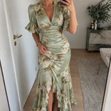 Carina | Vestido Maxi Floral Franzido