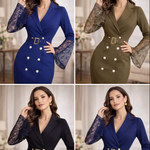 Jéssica | Vestido Midi com Mangas em Renda