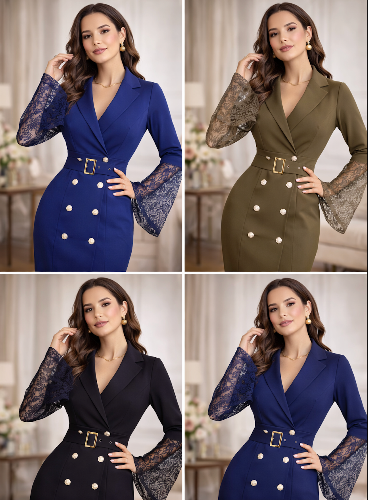 Jéssica | Vestido Midi com Mangas em Renda