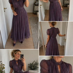 Alba | Vestido Midi Plissado com Mangas Balão