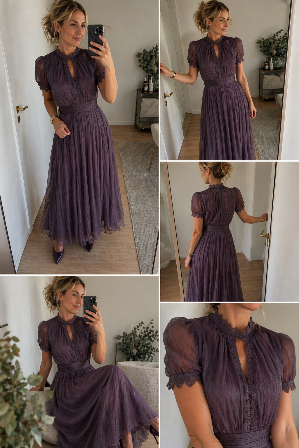 Alba | Vestido Midi Plissado com Mangas Balão