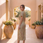 Carla | Vestido Midi com Mangas de Folho