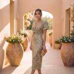 Carla | Vestido Midi com Mangas de Folho