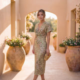 Carla | Vestido Midi com Mangas de Folho