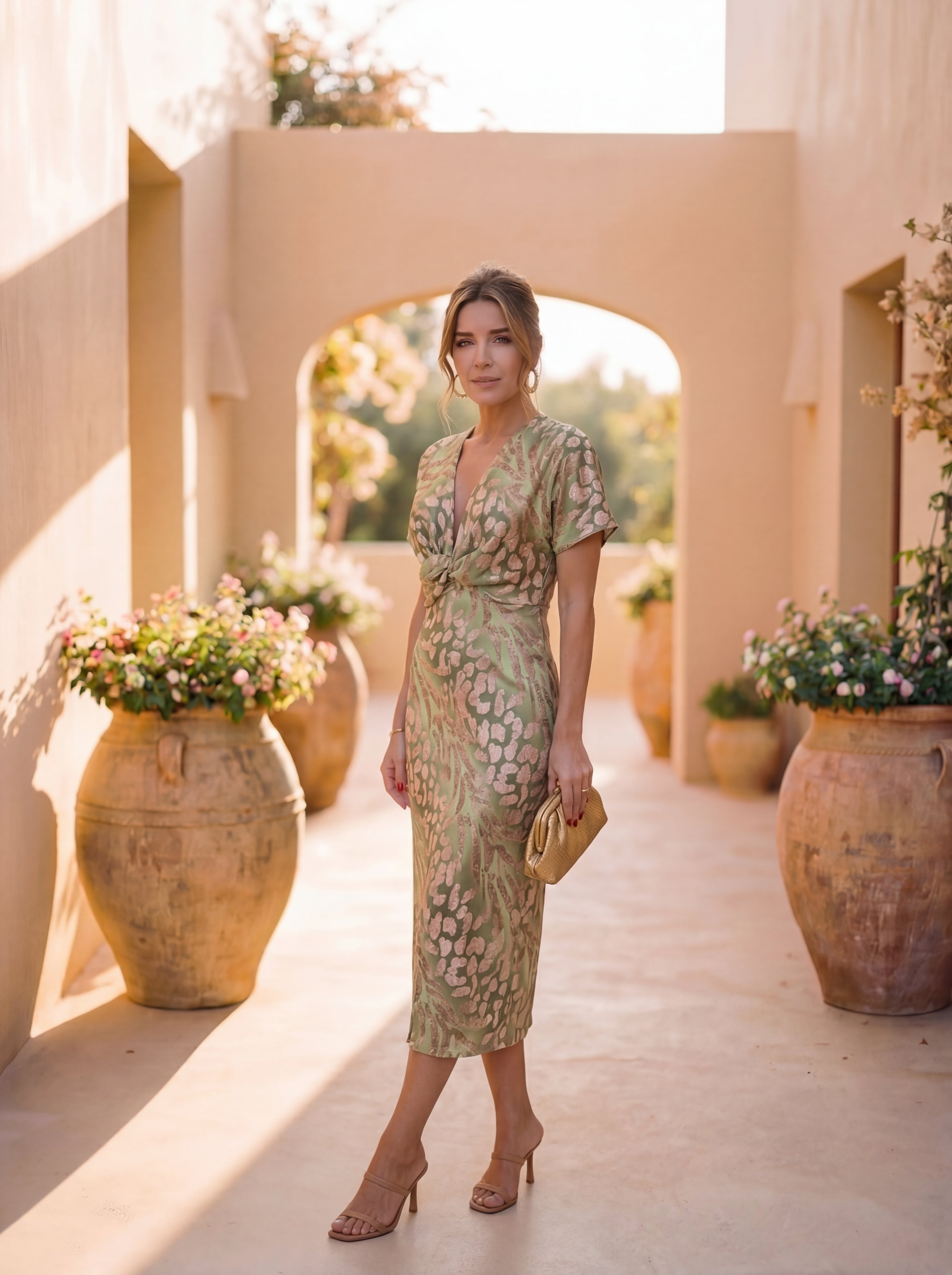 Carla | Vestido Midi com Mangas de Folho