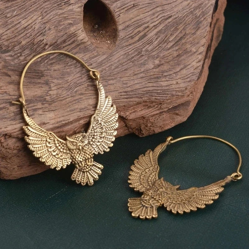 Boucles d'oreilles hibou bohème vintage