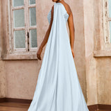 Daniela | Vestido comprido de um ombro só sem mangas com racha alta