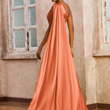 Daniela | Vestido comprido de um ombro só sem mangas com racha alta