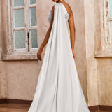 Daniela | Vestido comprido de um ombro só sem mangas com racha alta