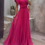 Vestido plissado com detalhe de nó