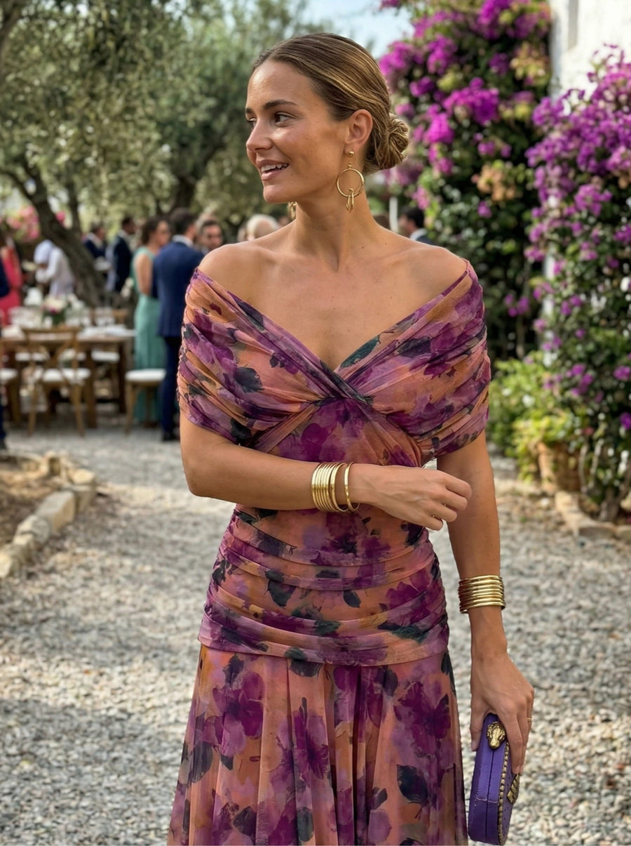 Vestido longo com decote em V
