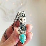 Collier barre Sagesse hibou turquoise