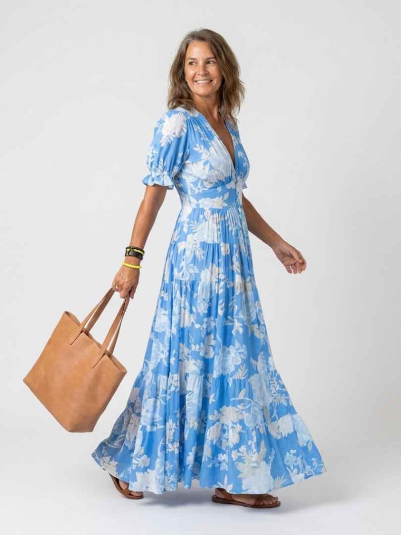 Yara | Vestido Maxi Floral com Decote em V
