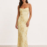 Vestido longo bordado com alças