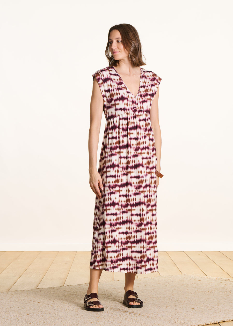 Beatriz | Vestido Midi Tie & Dye com Decote em V