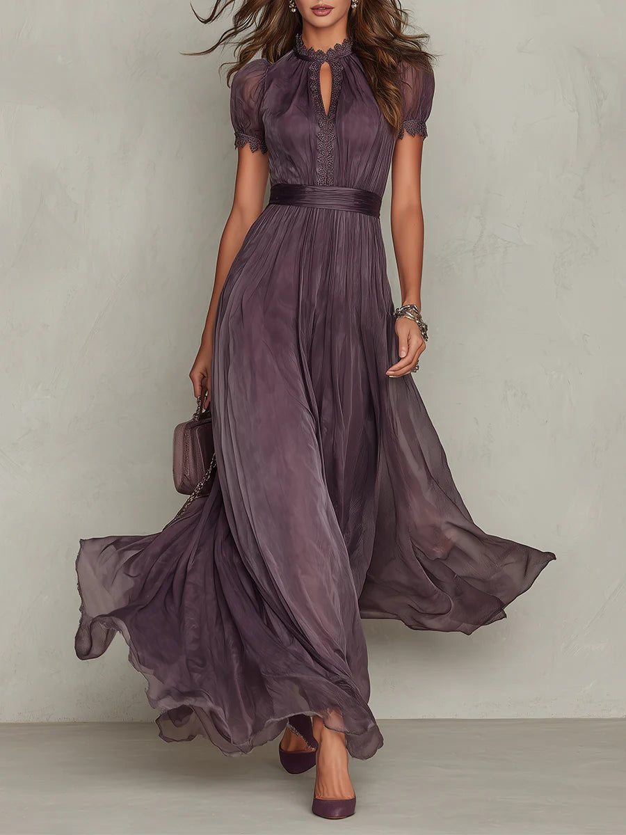 Alba | Vestido Midi Plissado com Mangas Balão