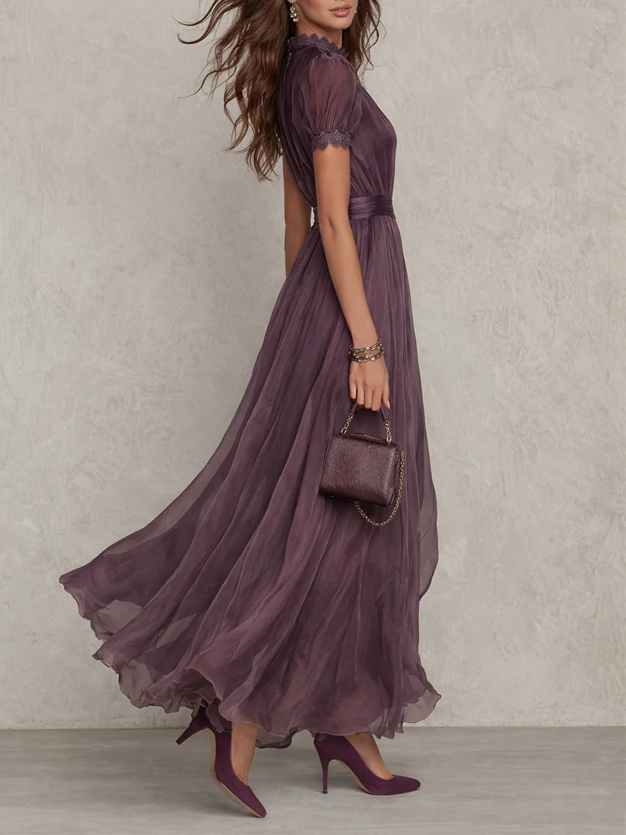 Alba | Vestido Midi Plissado com Mangas Balão