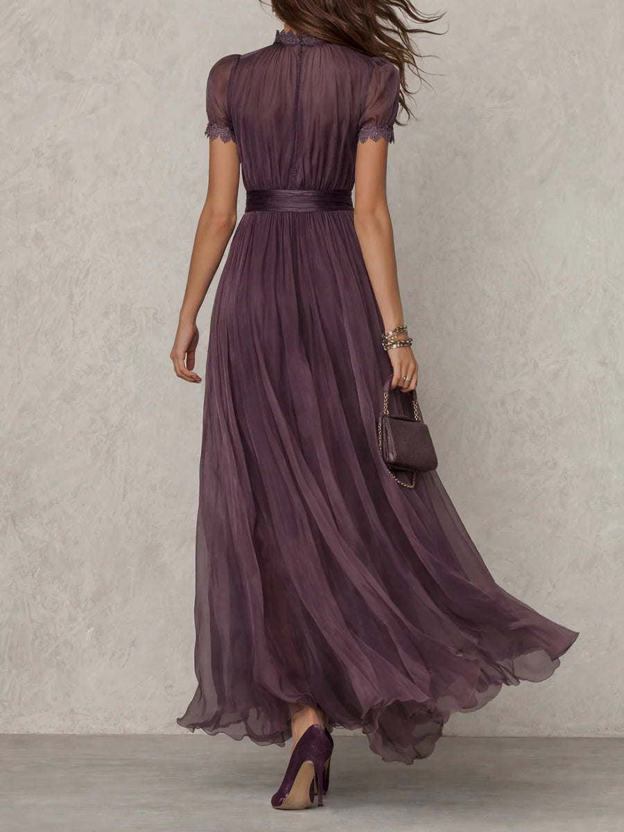 Alba | Vestido Midi Plissado com Mangas Balão