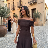 Paloma | Vestido Maxi Estampado de Um Ombro