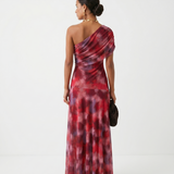 Paloma | Vestido Maxi Estampado de Um Ombro