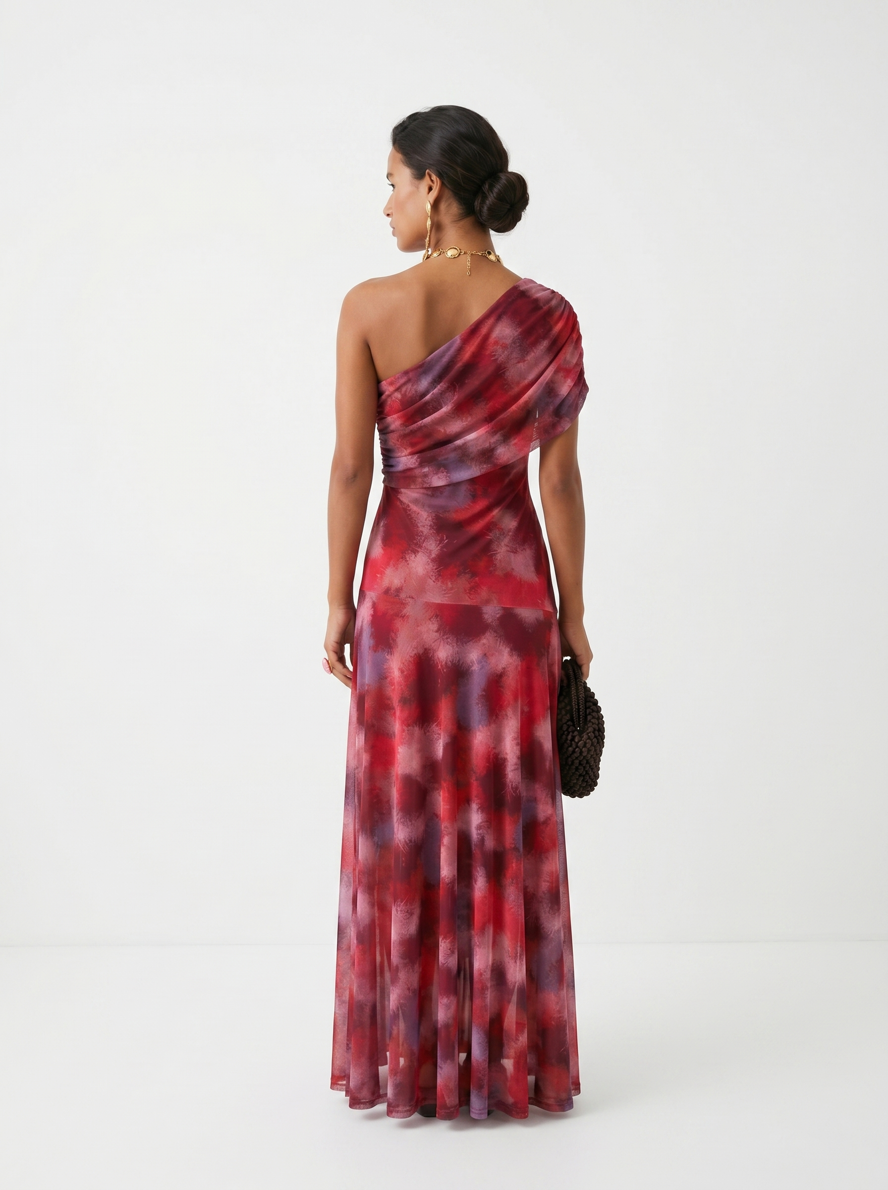 Paloma | Vestido Maxi Estampado de Um Ombro