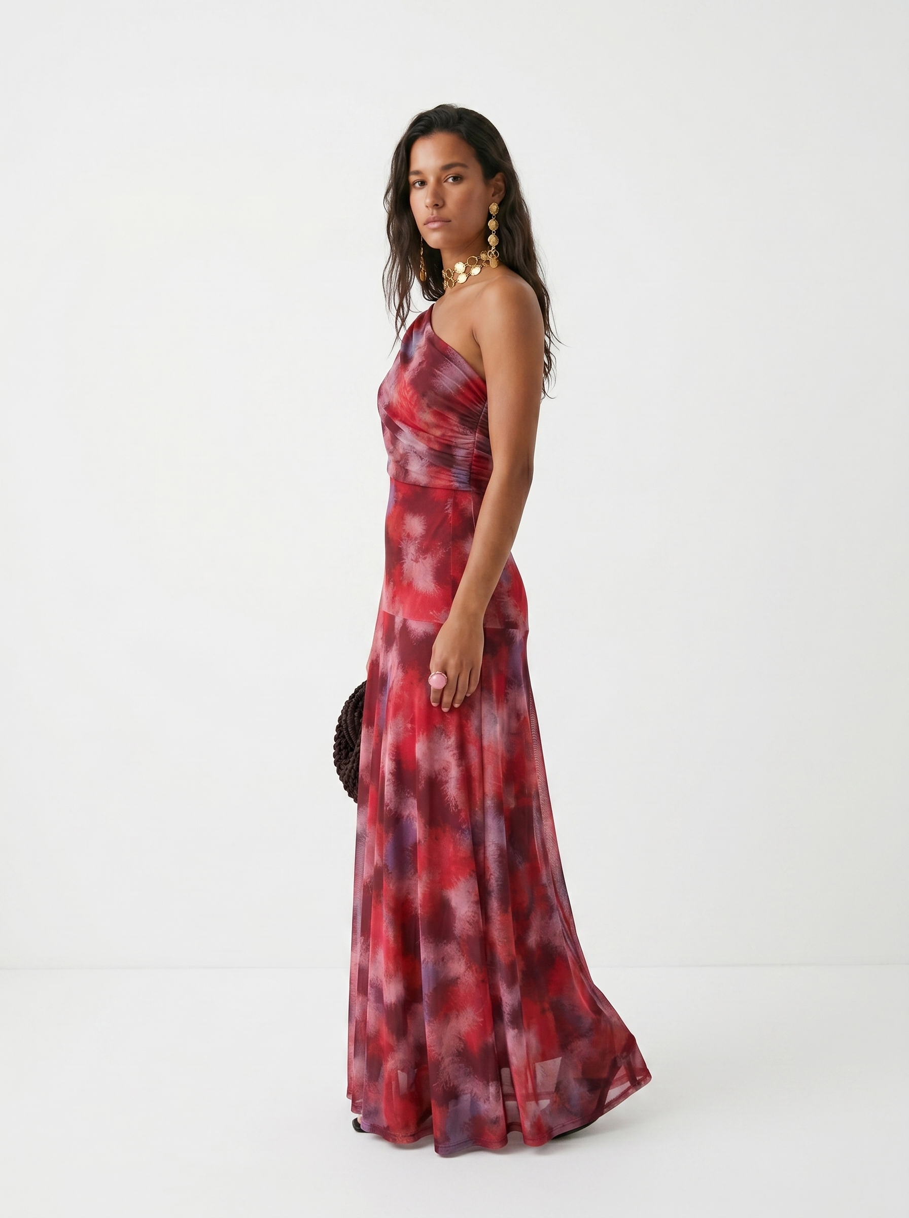 Paloma | Vestido Maxi Estampado de Um Ombro