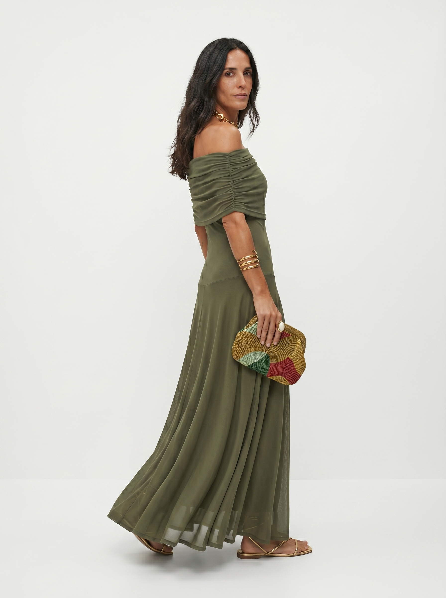 Paloma | Vestido Maxi Estampado de Um Ombro