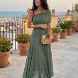 Paloma | Vestido Maxi Estampado de Um Ombro