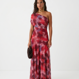 Paloma | Vestido Maxi Estampado de Um Ombro