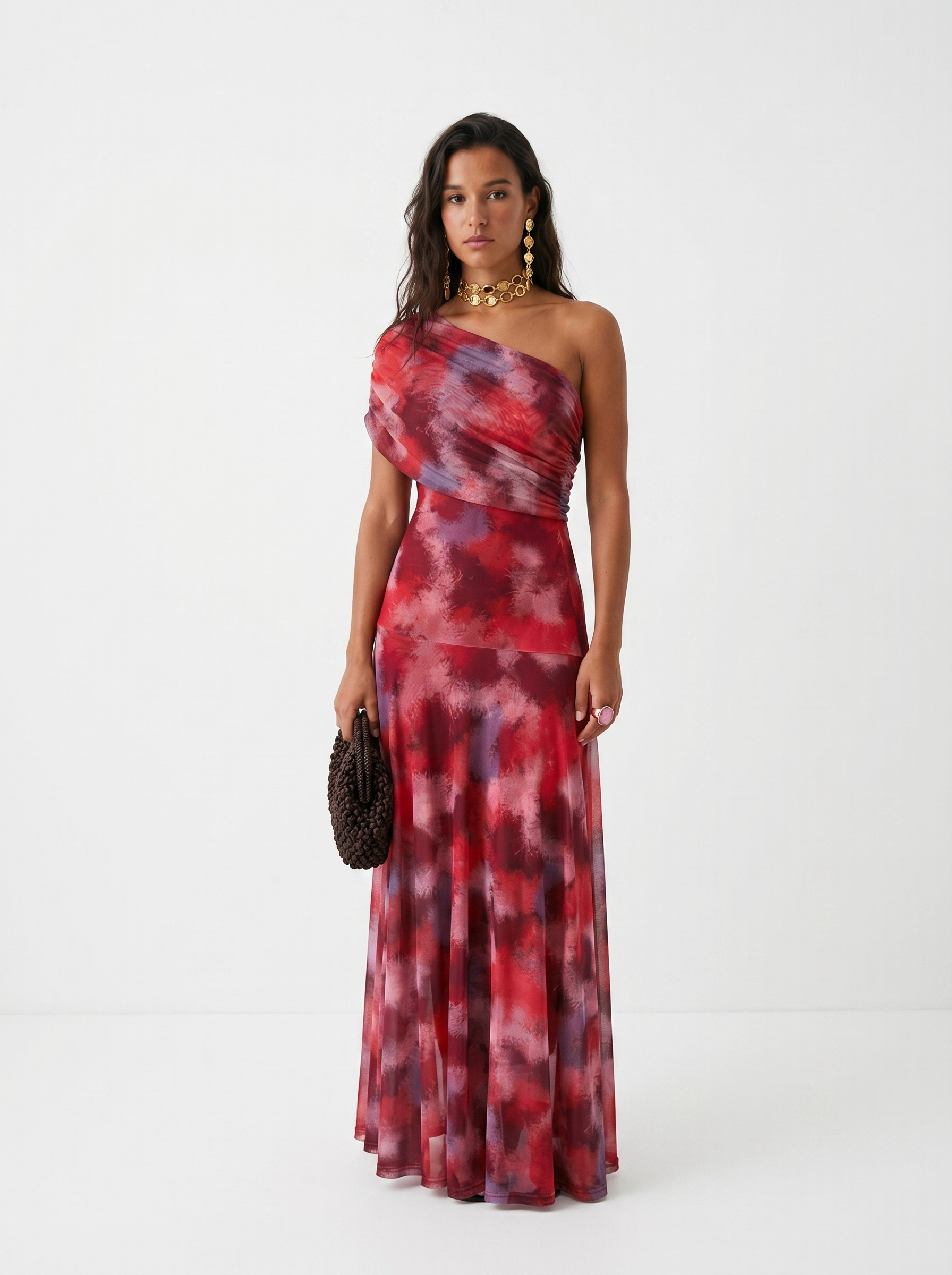 Paloma | Vestido Maxi Estampado de Um Ombro