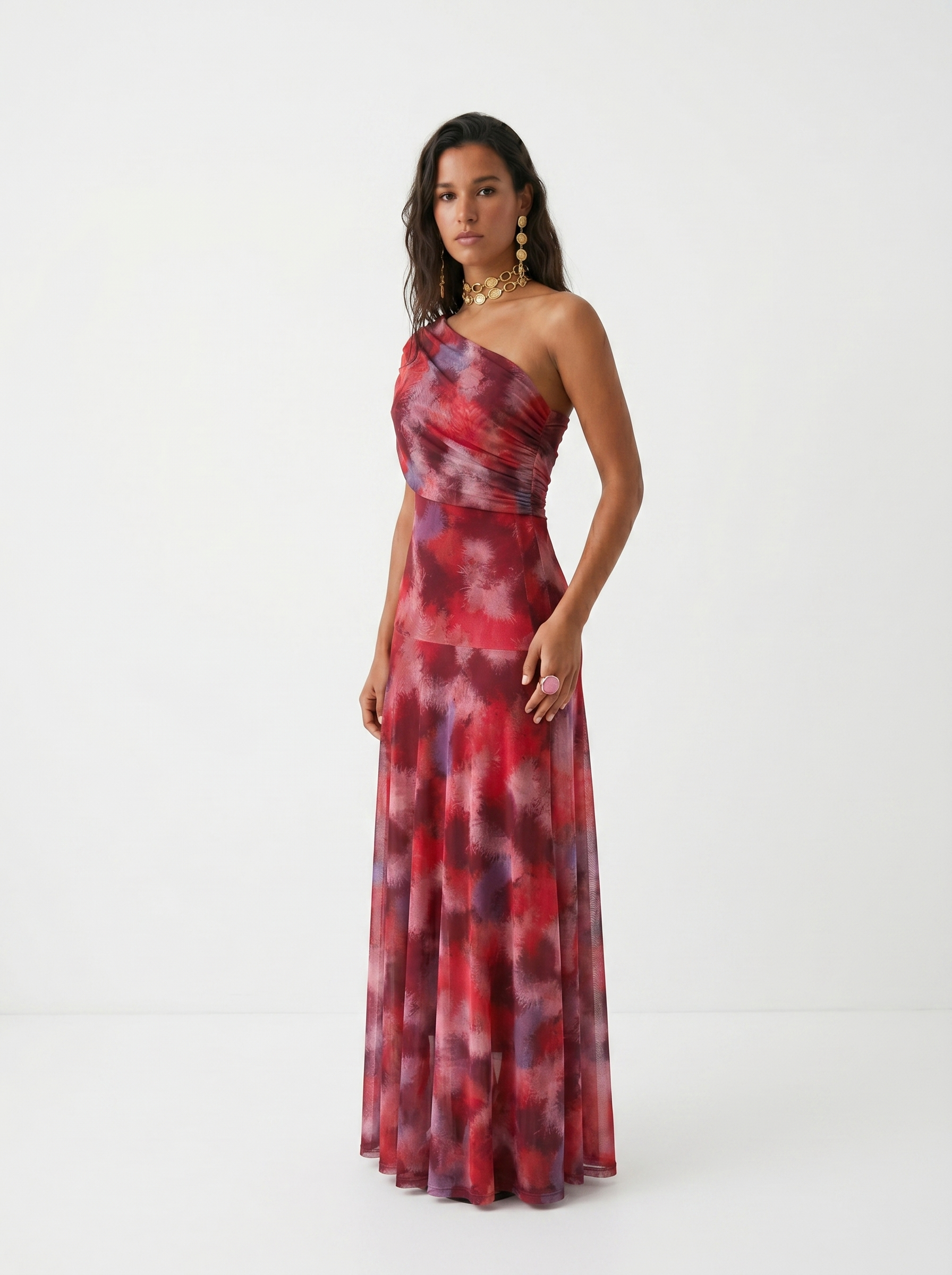 Paloma | Vestido Maxi Estampado de Um Ombro