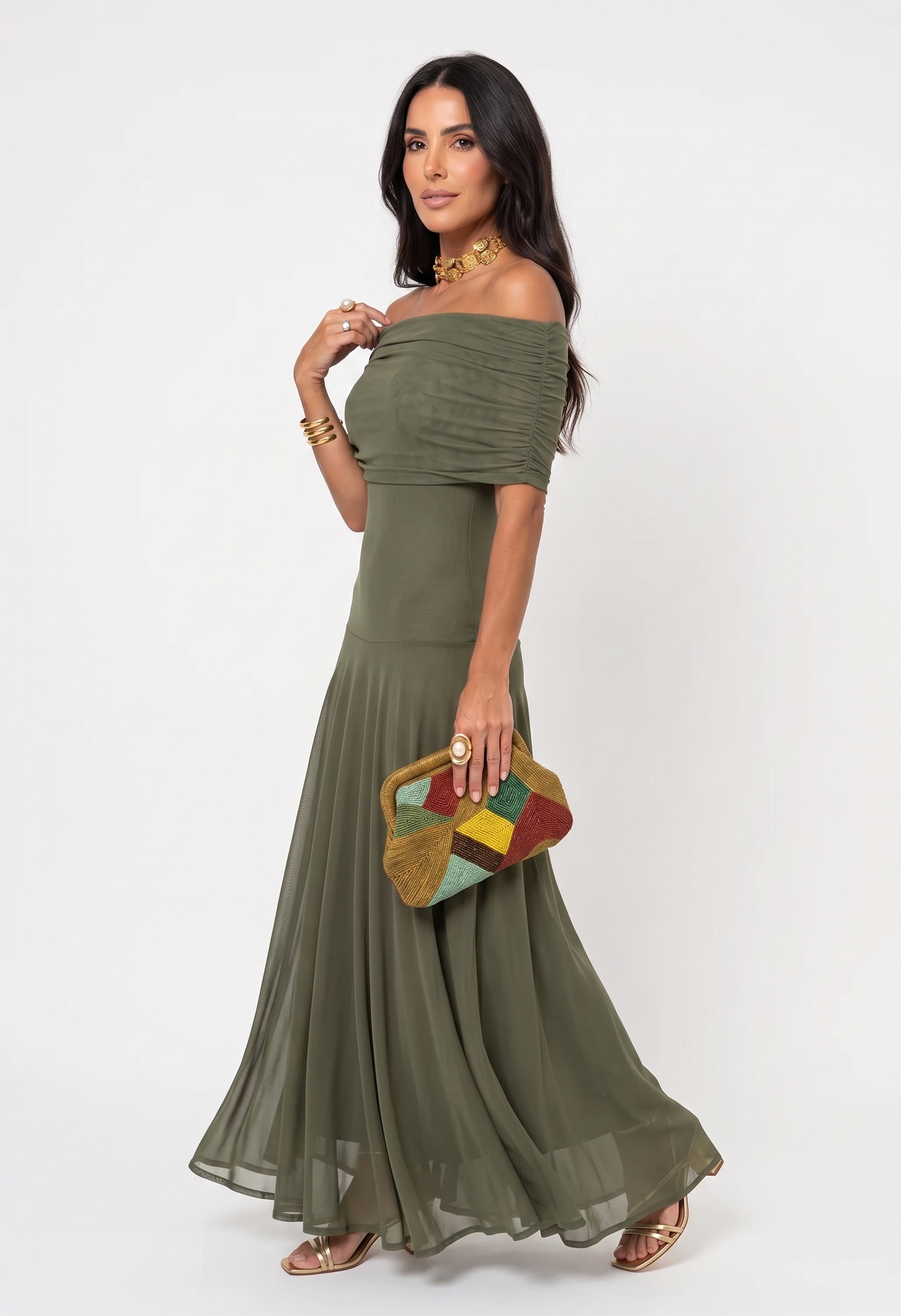 Paloma | Vestido Maxi Estampado de Um Ombro