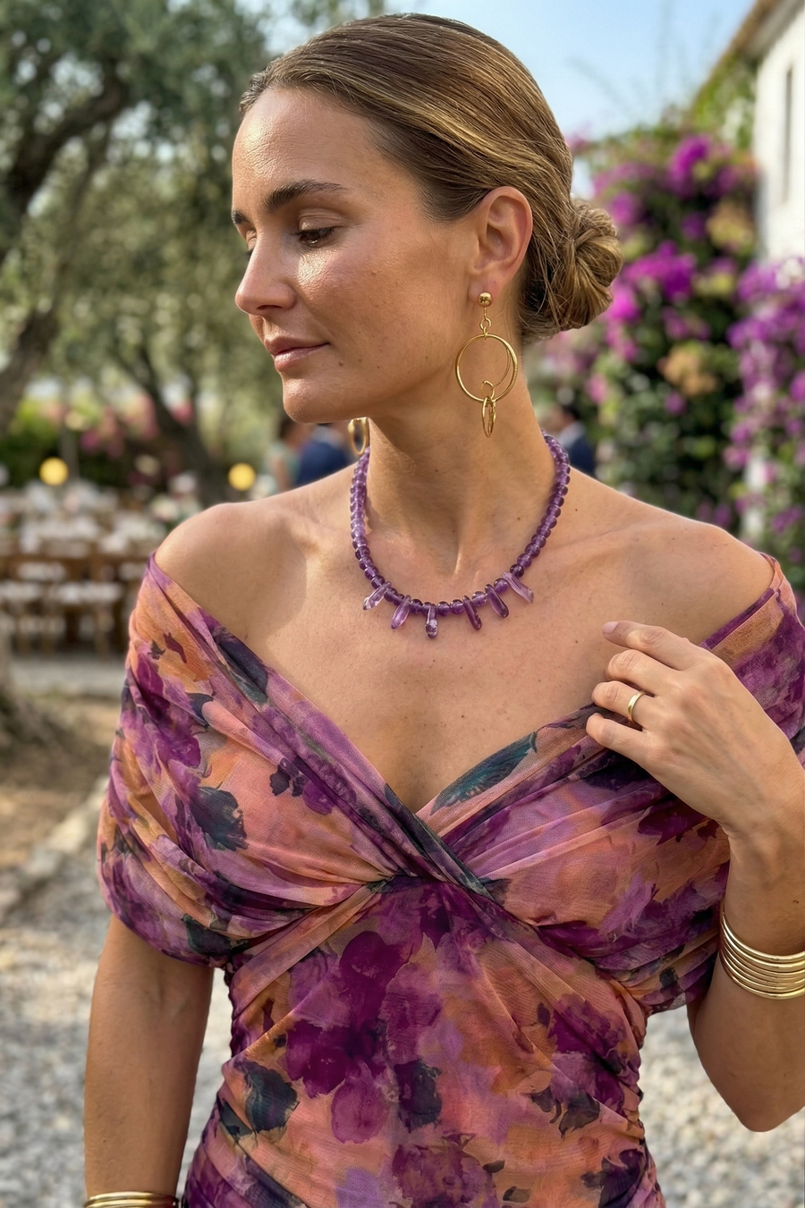 Vestido longo com decote em V