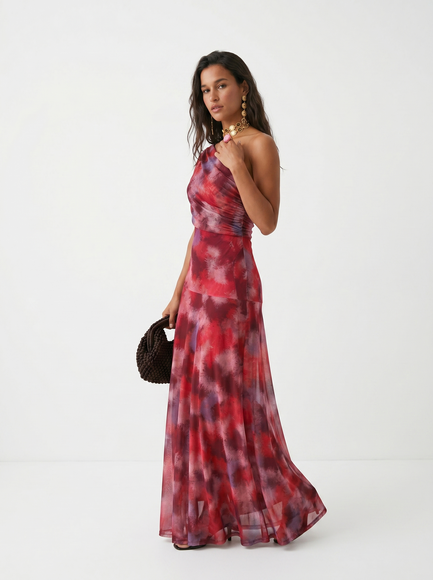 Paloma | Vestido Maxi Estampado de Um Ombro