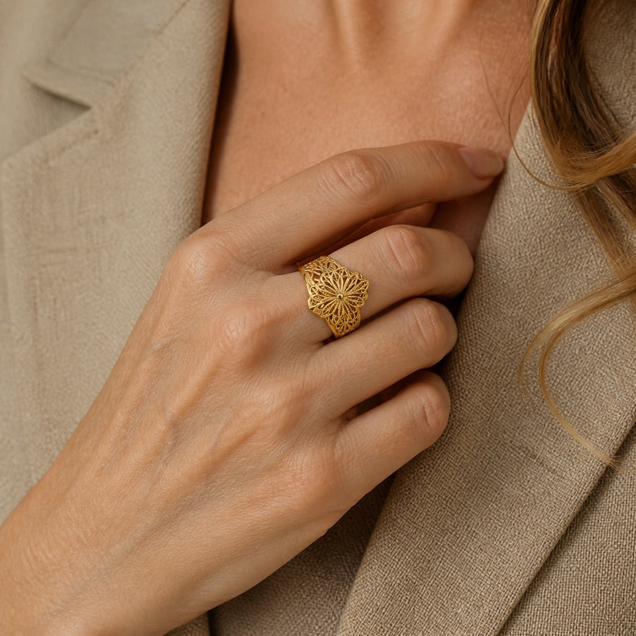 Anel Flor Dourado