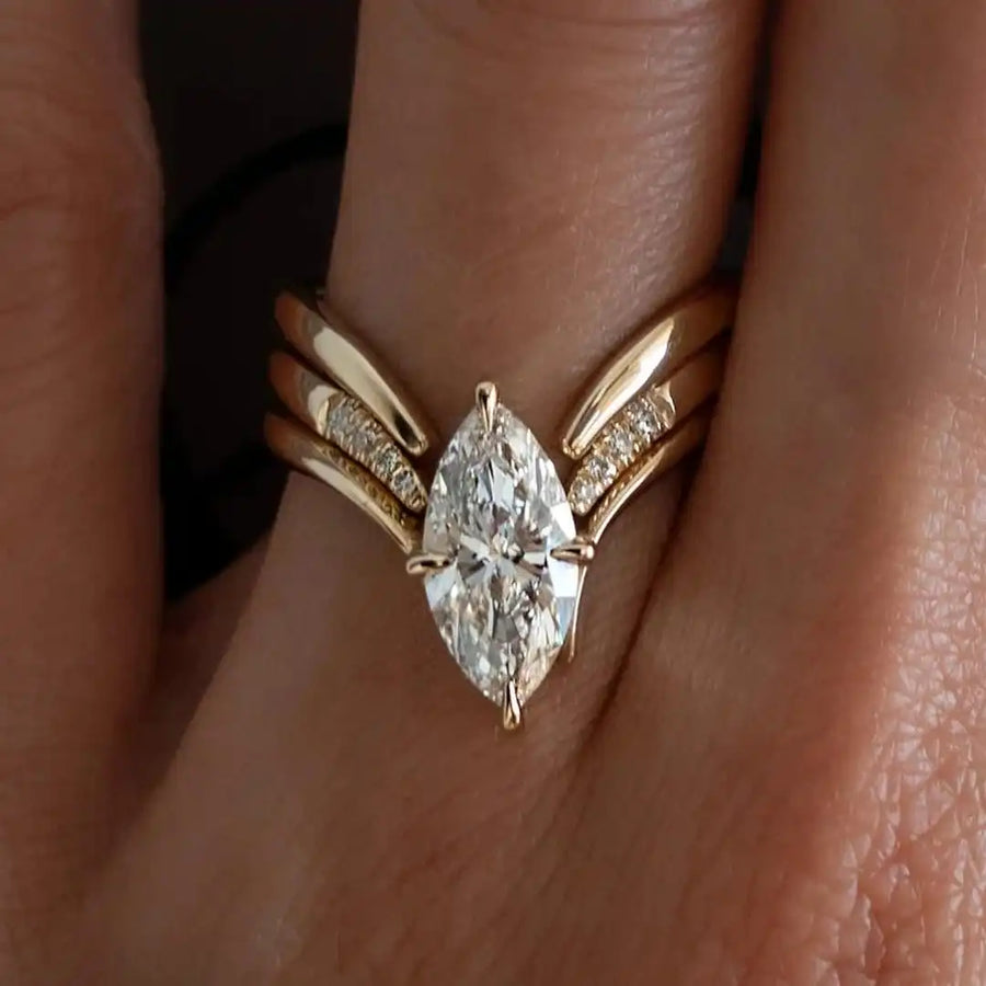Conjunto de Anéis Lapidação Marquise