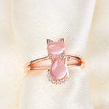 Bague chat en or rose