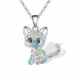 Collier chatons argentés et zircone colorée