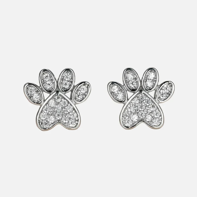 Clous d'oreilles patte en oxyde de zirconium blanc – Motif cœur
