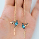Boucles d'oreilles Colibri en émail et oxydes de zirconium