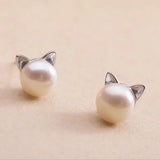Boucles d’oreilles Chat et perle