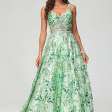Beatriz | Vestido comprido transparente com duplo decote em V sem mangas