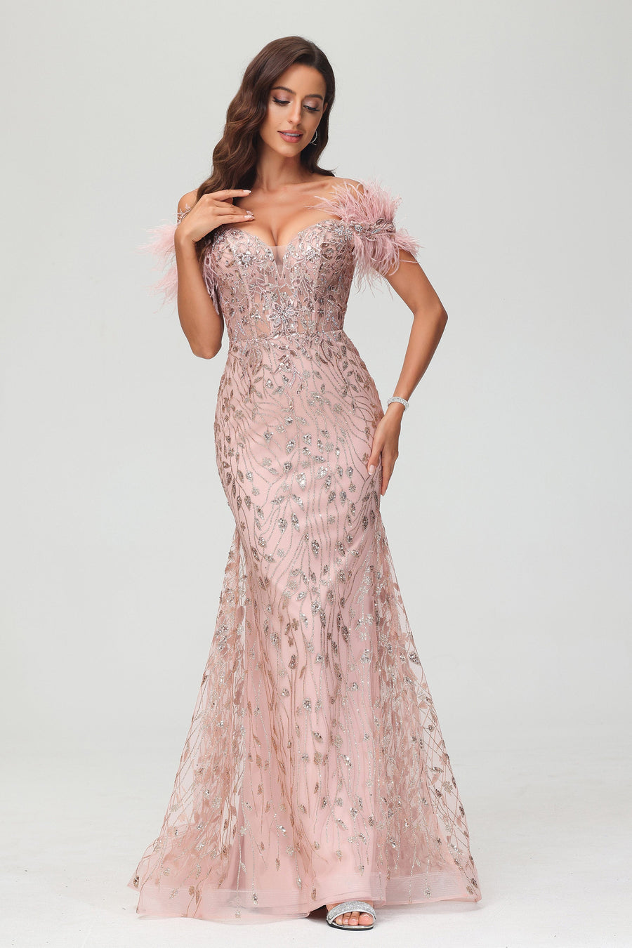 Matilde | Vestido justo com cauda sereia com brilhantes