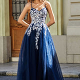 Benedita | Vestido comprido em tule com top em renda aplicada