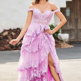 Palmira | Vestido em tule com folhos com ombros descobertos