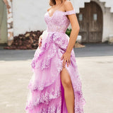 Palmira | Vestido em tule com folhos com ombros descobertos