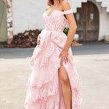Palmira | Vestido em tule com folhos com ombros descobertos