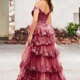 Palmira | Vestido em tule com folhos com ombros descobertos