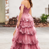 Palmira | Vestido em tule com folhos com ombros descobertos