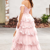 Palmira | Vestido em tule com folhos com ombros descobertos